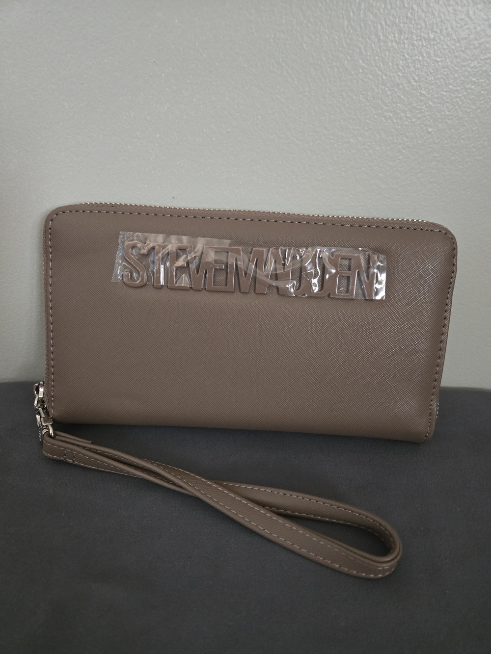 Steve Madden Taupe Wristlet Clutch with Detachable Strap